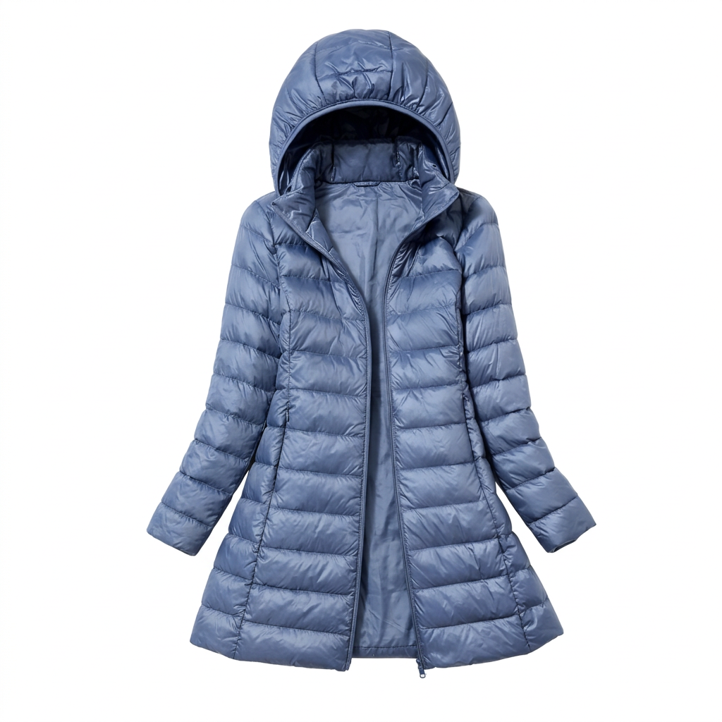 Long Women's Winter Puffer Jacket with Hood