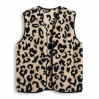 Libby | Mouwloos Damesvest met Luipaardprint