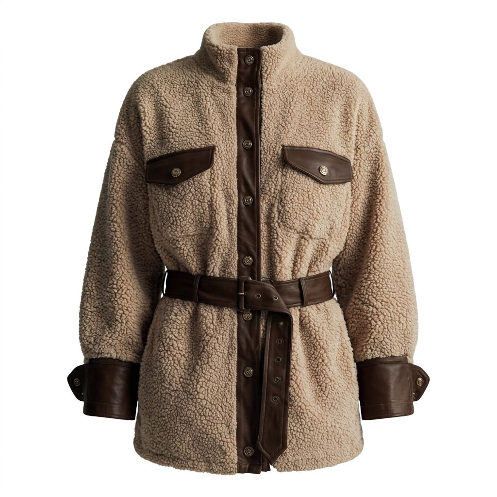 Brianna | Oversized Sherpa Jas Dames met Ceintuur