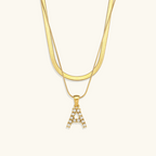 Layered Pearl Initial Letter Necklace