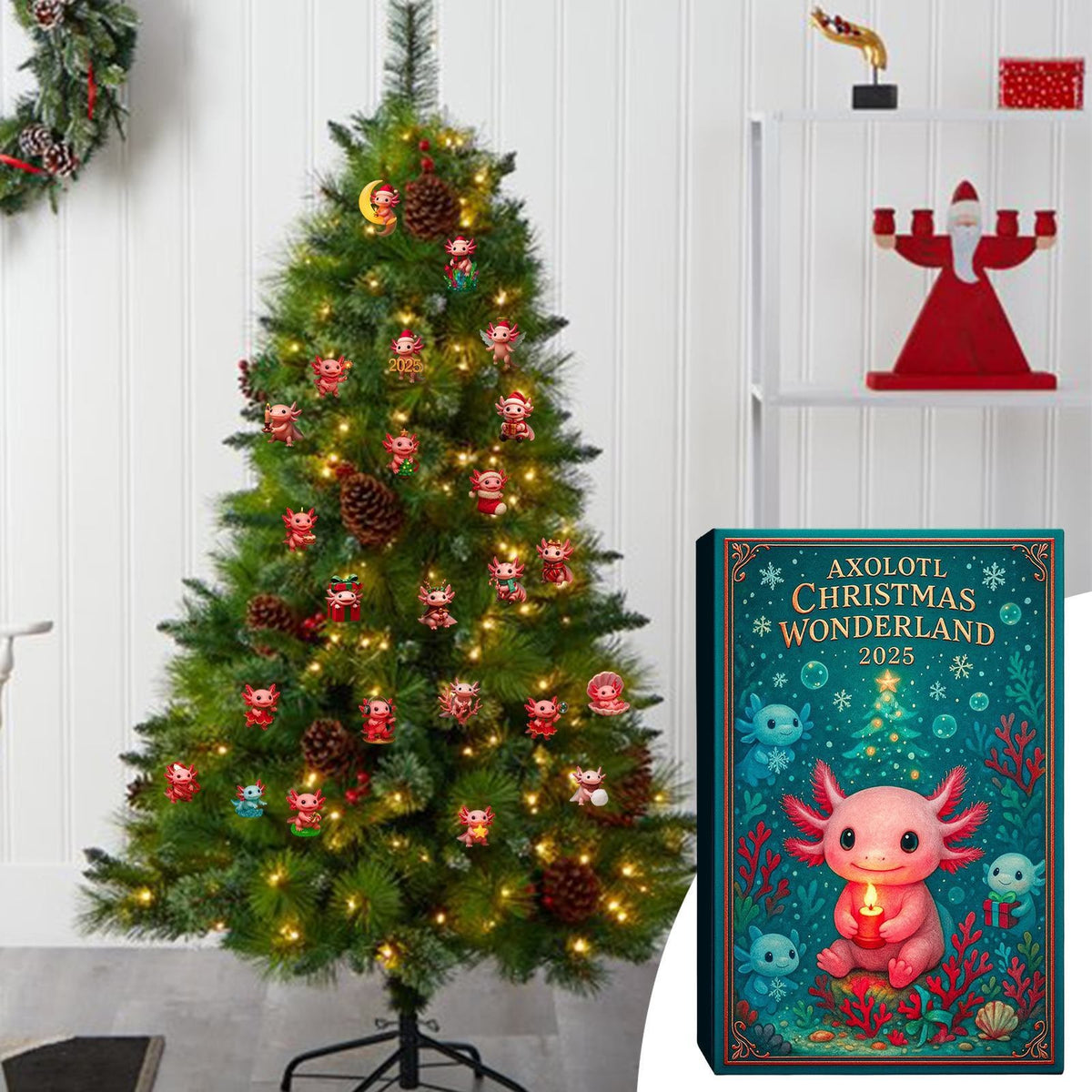 Axolotl Adventskalender 2026 - 24 Axolotl Kersthangers