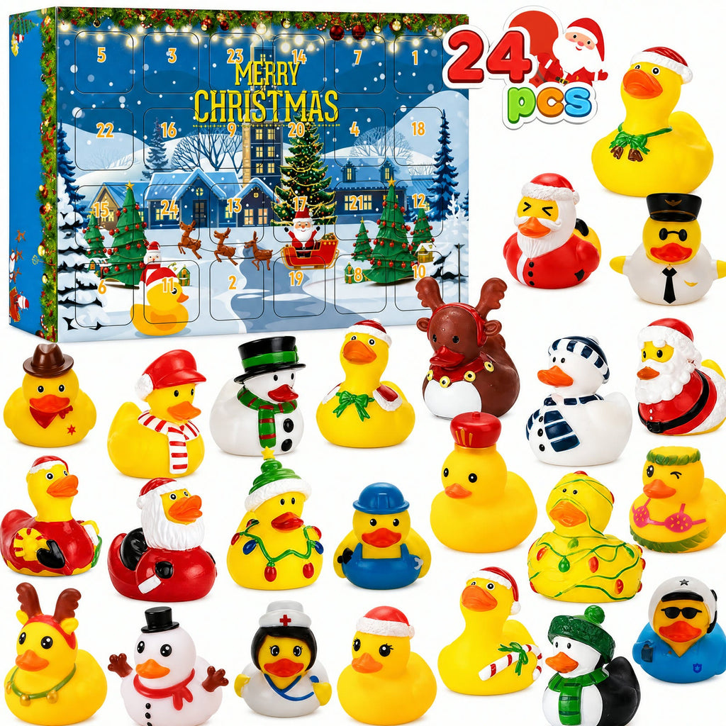 Badeendjes Adventskalender 2026 - 24 Kerstbadeendjes, Geel of Roze
