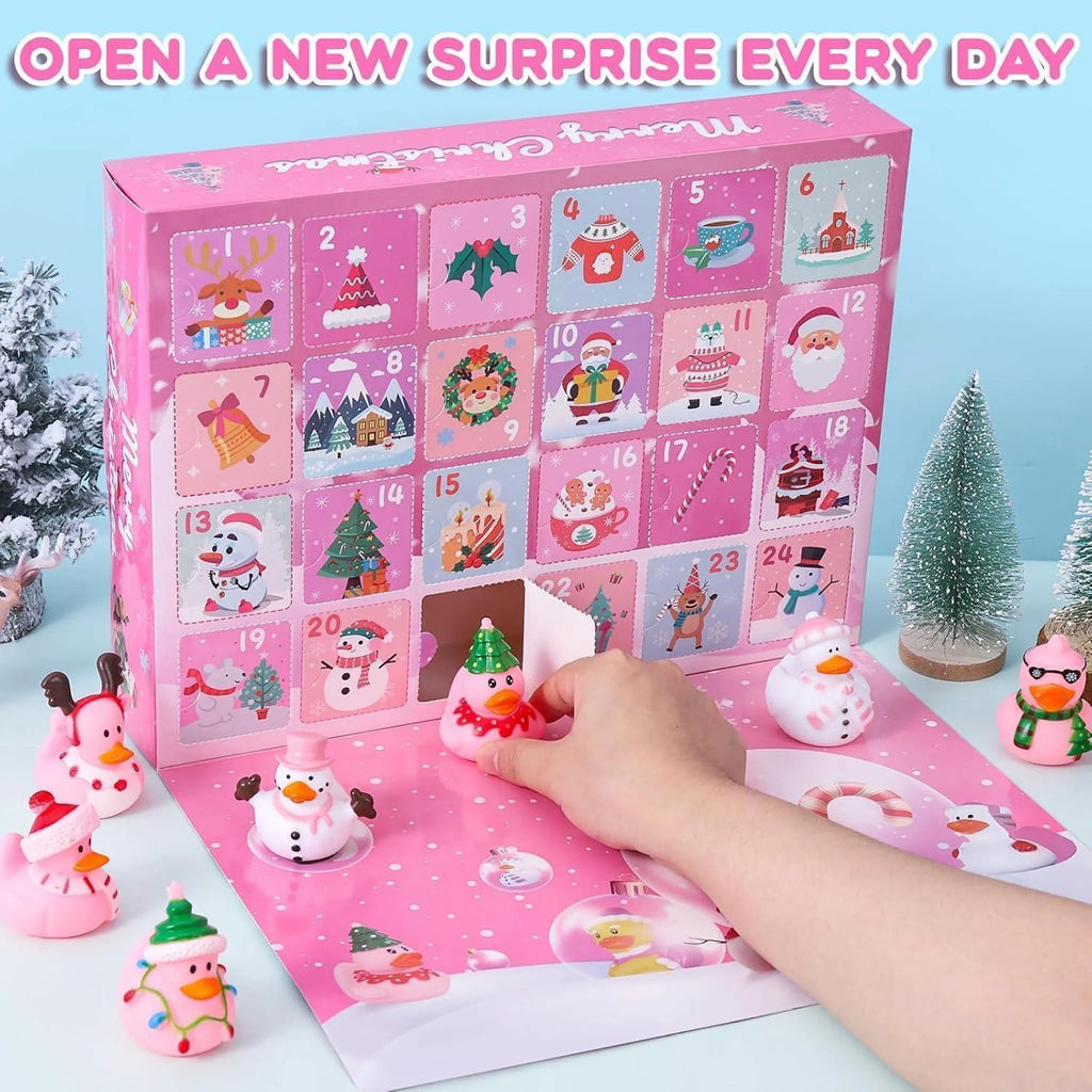 Badeendjes Adventskalender 2026 - 24 Kerstbadeendjes, Geel of Roze