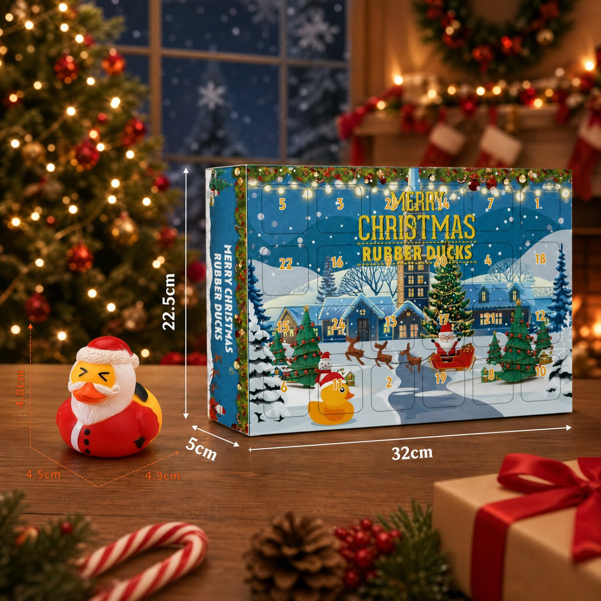 Badeendjes Adventskalender 2026 - 24 Kerstbadeendjes, Geel of Roze