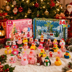 Badeendjes Adventskalender 2026 - 24 Kerstbadeendjes, Geel of Roze