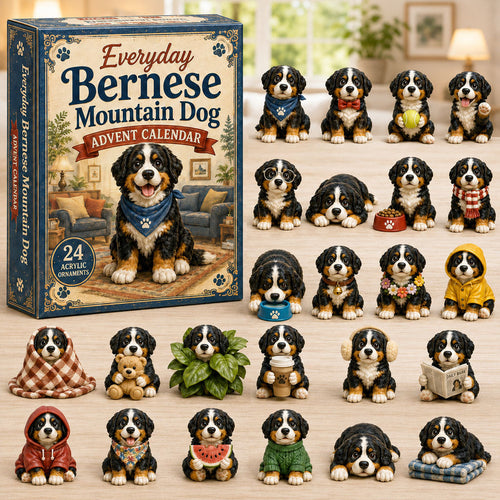 Berner Sennenhond Adventskalender 2026 - 24 Acryl Hondenhangers