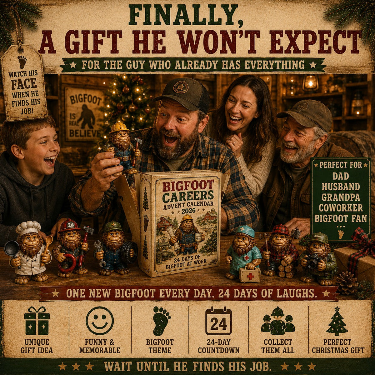 Bigfoot Beroepen Adventskalender 2026 - 24 Dagen Bigfoot aan het Werk