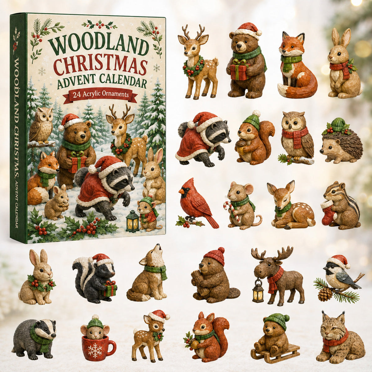 Bosdieren Adventskalender 2026 - 24 Acryl Bosdierhangers