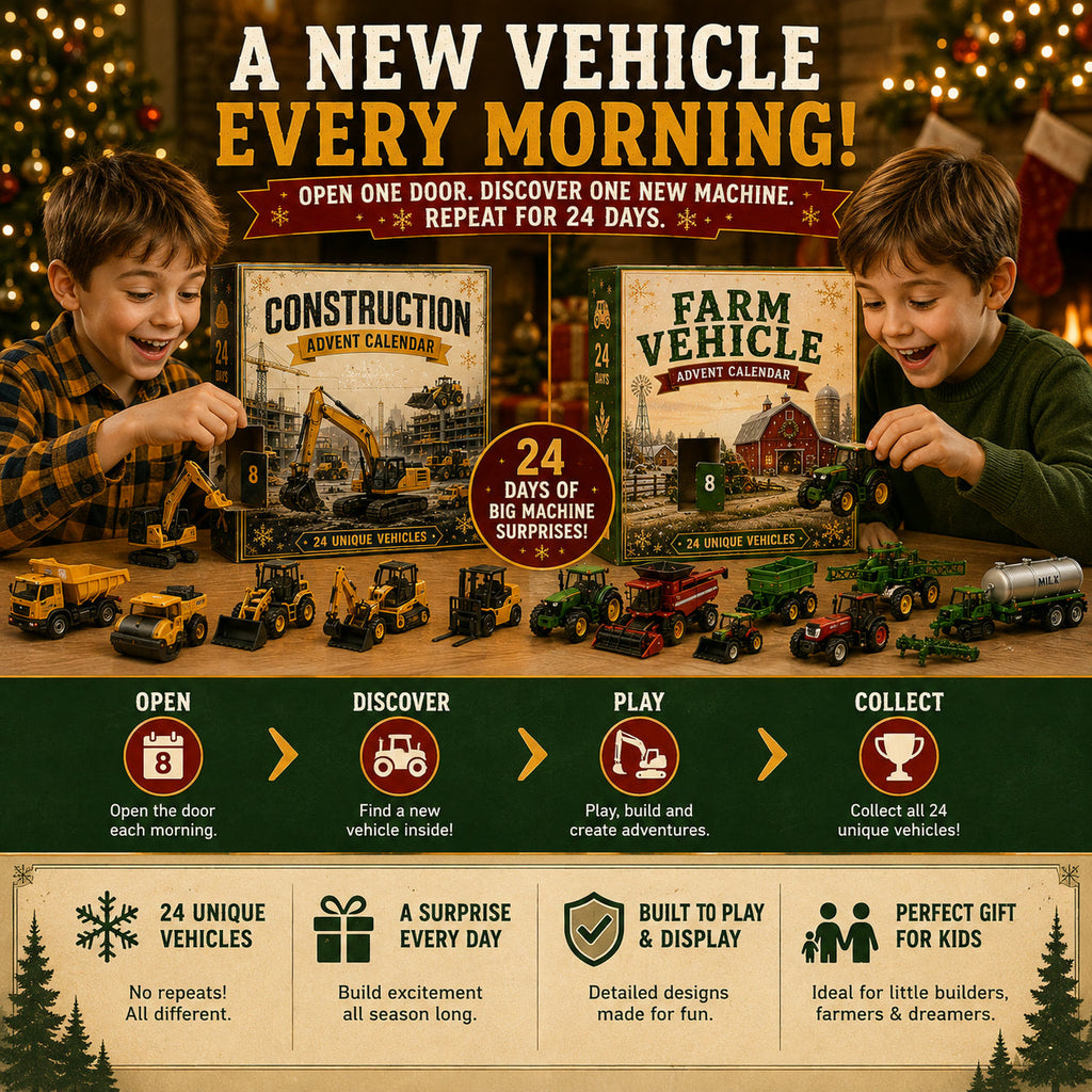 Bouwvoertuigen Adventskalender 2026 - 24 Grote Machines