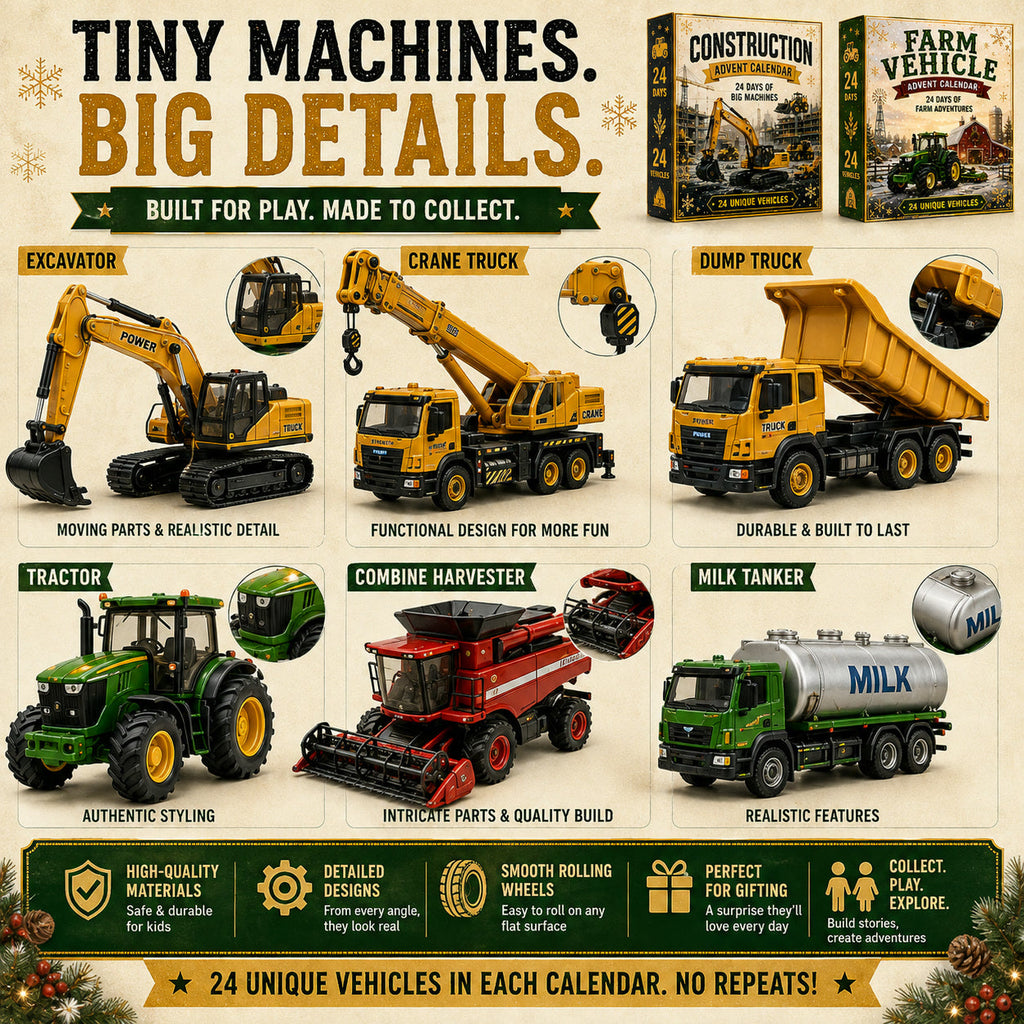 Bouwvoertuigen Adventskalender 2026 - 24 Grote Machines