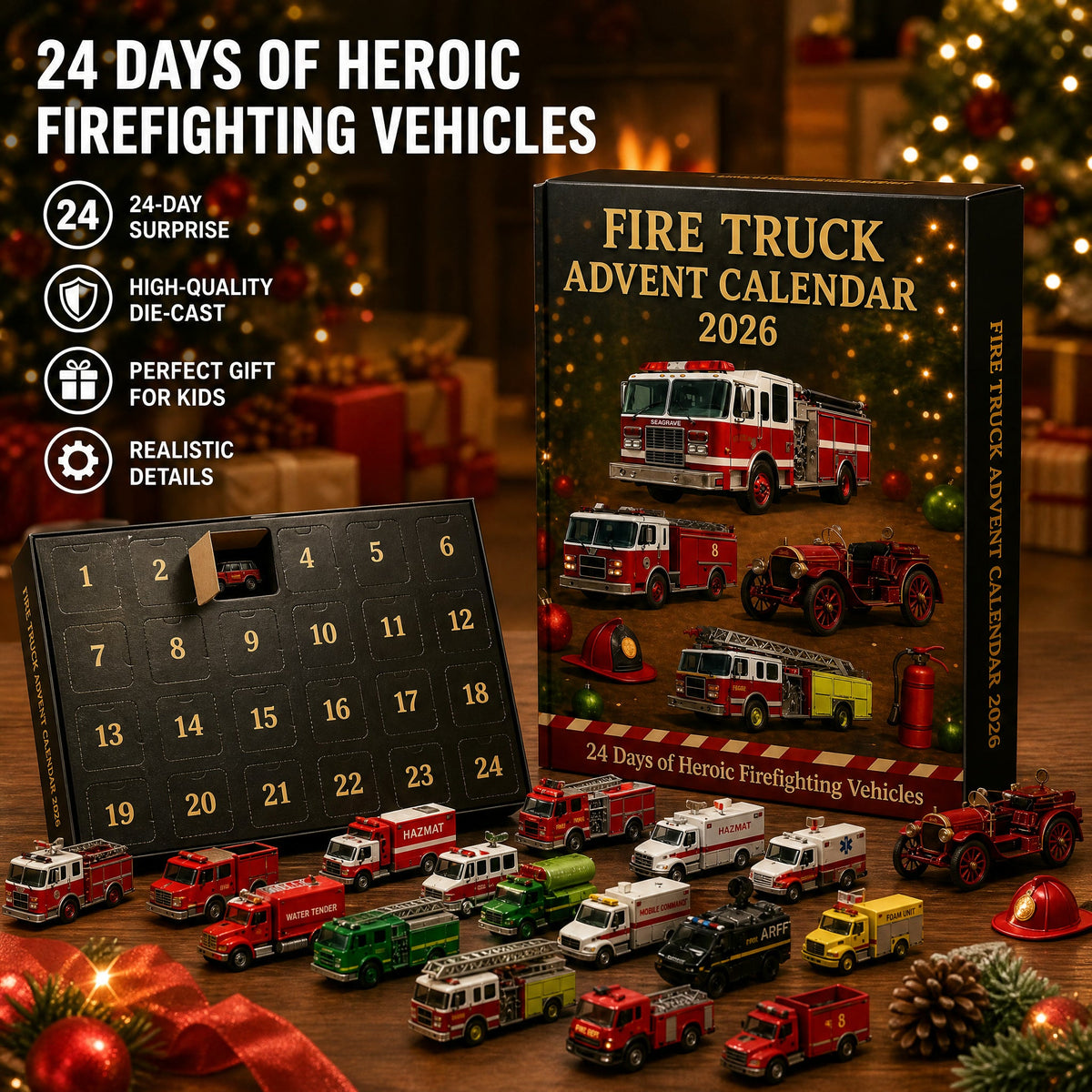 Brandweerauto Adventskalender 2026 - 24 Brandweervoertuigen