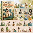 Bull Terrier Adventskalender 2026 - 24 Acryl Bull Terrier Ornamenten