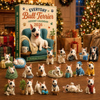 Bull Terrier Adventskalender 2026 - 24 Acryl Bull Terrier Ornamenten