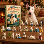Bull Terrier Adventskalender 2026 - 24 Acryl Bull Terrier Ornamenten