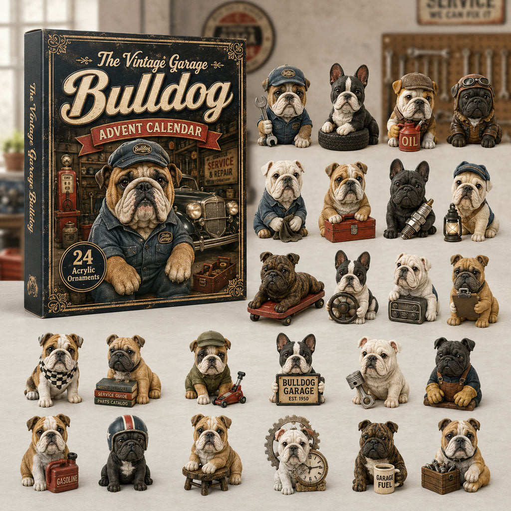 Bulldog Adventskalender 2026 - 24 Acryl Bulldoghangers