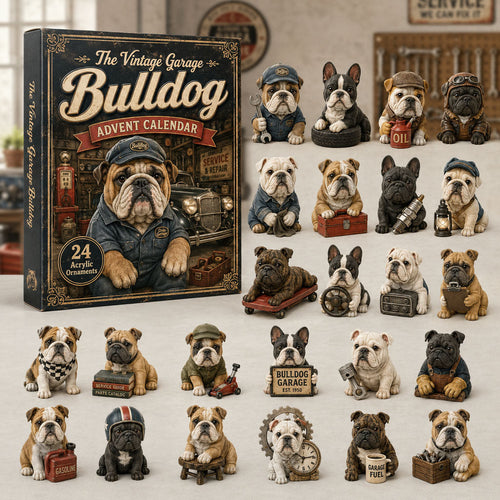 Bulldog Adventskalender 2026 - 24 Acryl Bulldoghangers