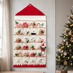Canvas Huisje Adventskalender - Herbruikbare Hangkalender met 24 Vakjes