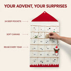 Canvas Huisje Adventskalender - Herbruikbare Hangkalender met 24 Vakjes