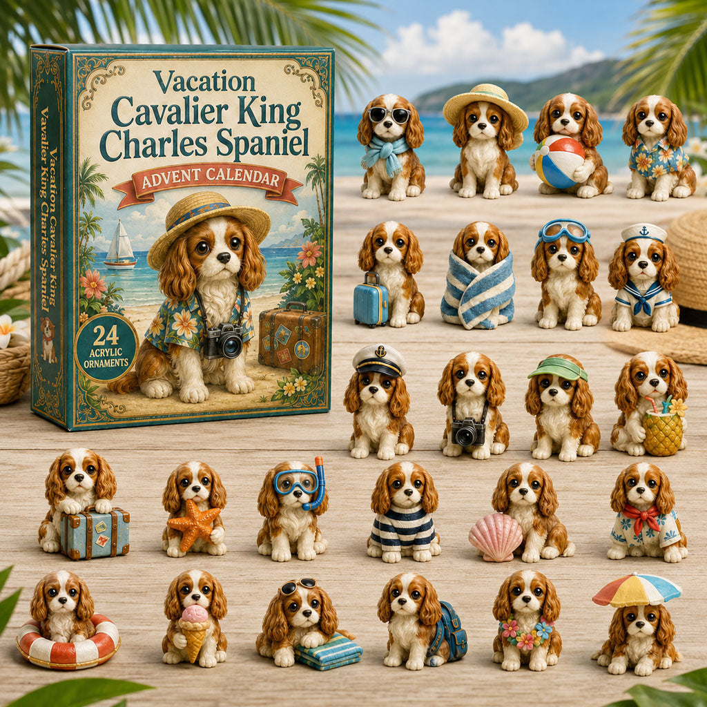 Cavalier King Charles Adventskalender 2026 - 24 Cavalier Kersthangers