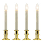 Draadloze Raamkaarsen met Afstandsbediening en Timer - Set van 4, Messing