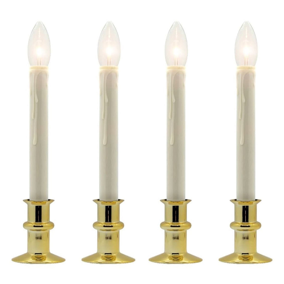 Draadloze Raamkaarsen met Afstandsbediening en Timer - Set van 4, Messing