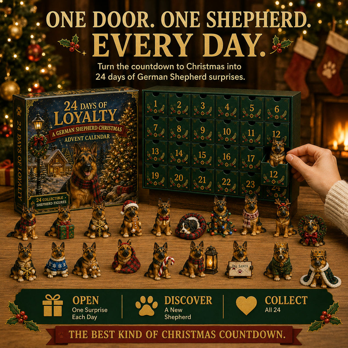 Duitse Herder Adventskalender 2026 - 24 Duitse Herder Figuurtjes