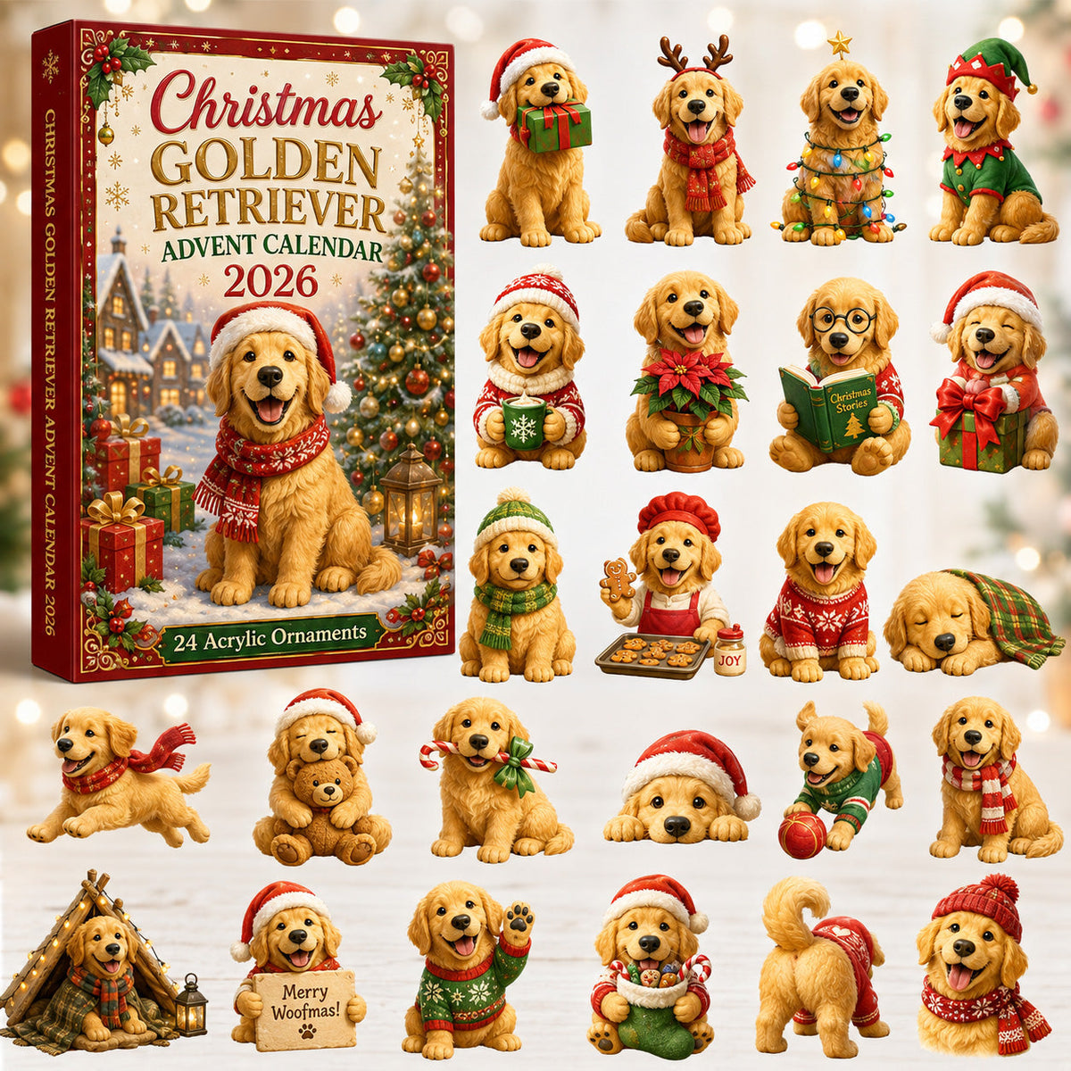 Golden Retriever Adventskalender 2026 - 24 Hangers