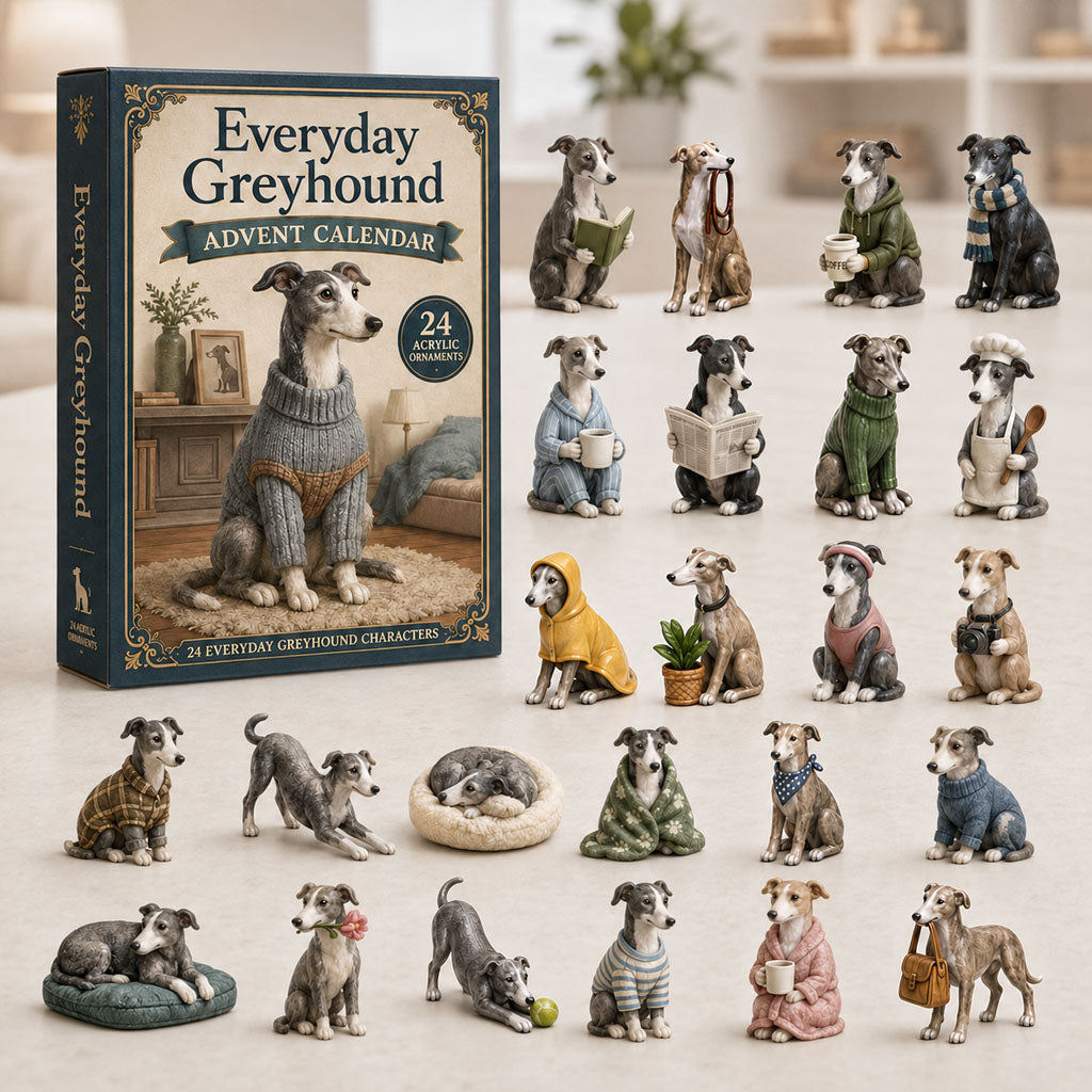 Greyhound Adventskalender 2026 - 24 Greyhound Kersthangers