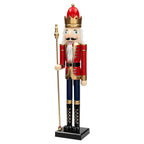 Grote Houten Notenkraker 90 cm met Scepter - Rode Notenkrakersoldaat