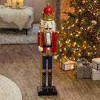 Grote Houten Notenkraker 90 cm met Scepter - Rode Notenkrakersoldaat