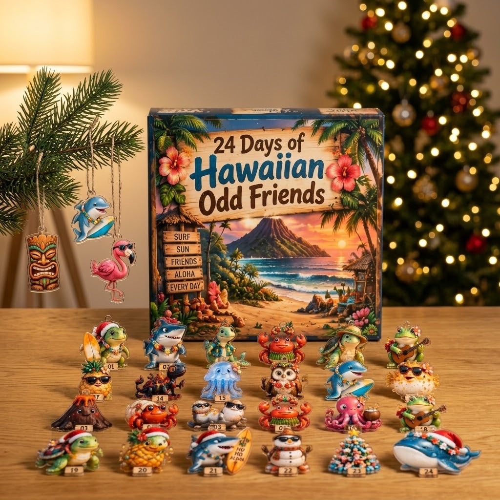 Hawaiiaanse Gekke Vriendjes Adventskalender 2026 - Eilandornamenten