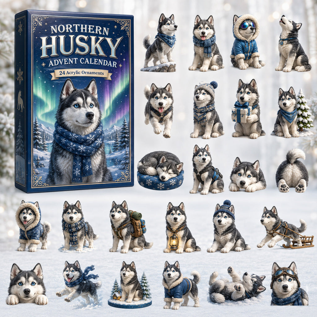 Husky Adventskalender 2026 - 24 Acryl Huskyhangers