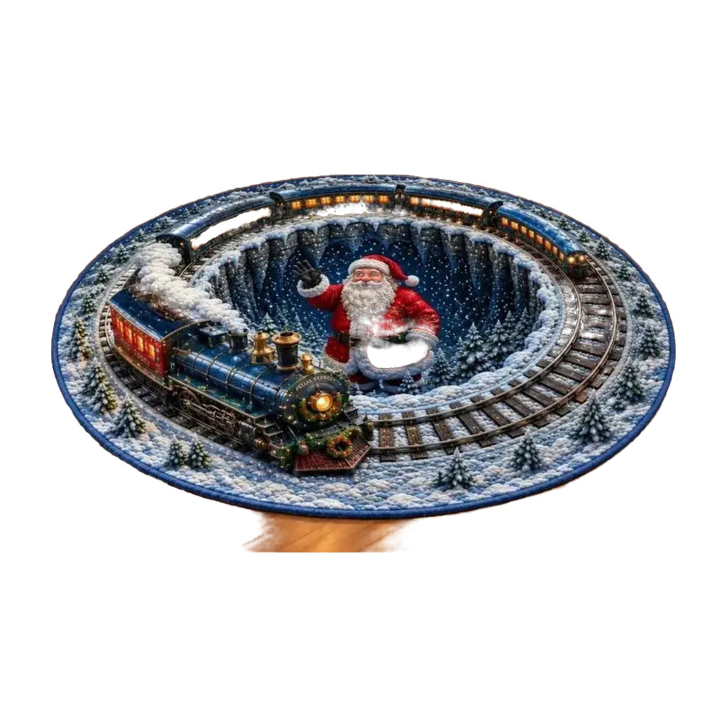 Ijsblauw Kersttrein Rond Tapijt