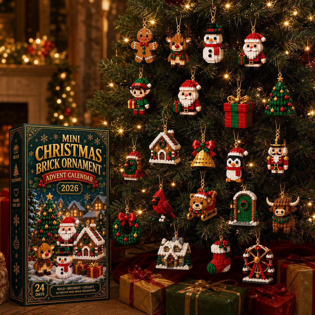 Kerst Bouwsteen Adventskalender 2026 - 24 Mini Bouwsteenornamenten