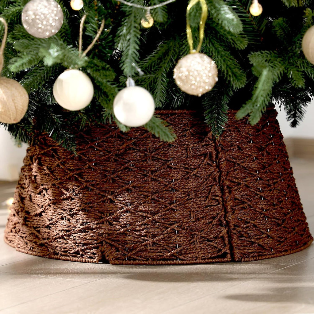 Kerstboomkraag van Gevlochten Rotan - Rieten Kerstboomvoetcover
