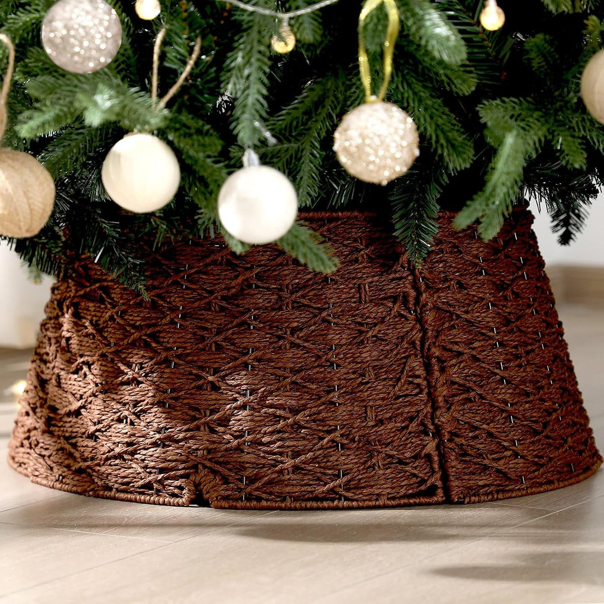 Kerstboomkraag van Gevlochten Rotan - Rieten Kerstboomvoetcover