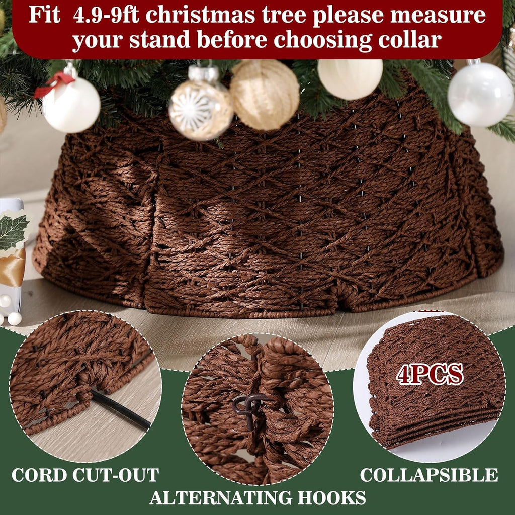 Kerstboomkraag van Gevlochten Rotan - Rieten Kerstboomvoetcover