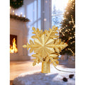 Kerstboompiek met Draaiende Sneeuwvlokprojector - Gouden Glitter Sneeuwvlok
