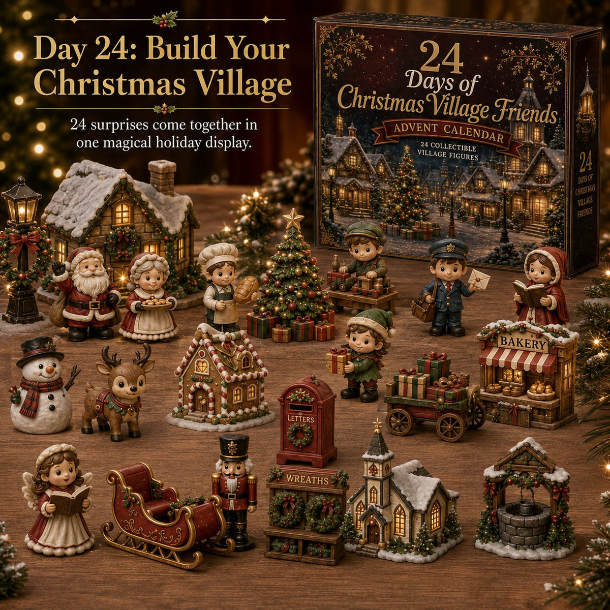 Kerstdorp Vriendjes Adventskalender - 24 Miniaturen voor Je Eigen Kerstdorp