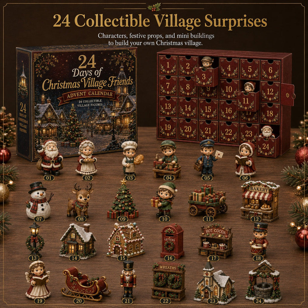 Kerstdorp Vriendjes Adventskalender - 24 Miniaturen voor Je Eigen Kerstdorp
