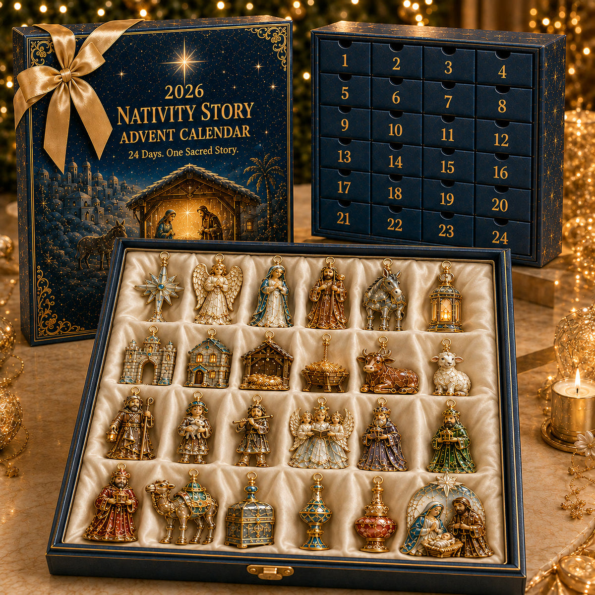 Kerststal Adventskalender 2026 - 24 Kerstornamenten