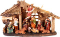 Kerststal met 11 Handbeschilderde Kerstbeelden van Resin