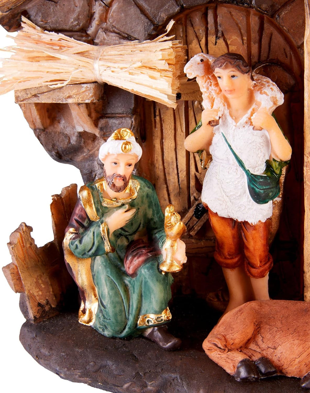 Kerststal met 11 Handbeschilderde Kerstbeelden van Resin