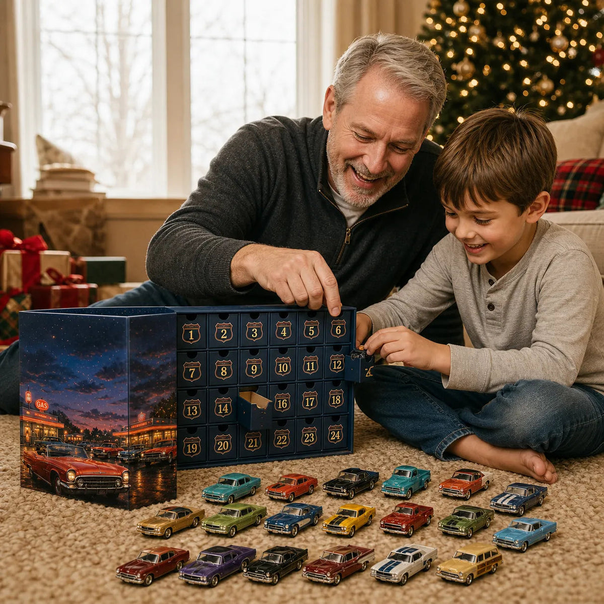 Klassieke Amerikaanse Auto's Adventskalender 2026 - 24 Die-cast Oldtimers