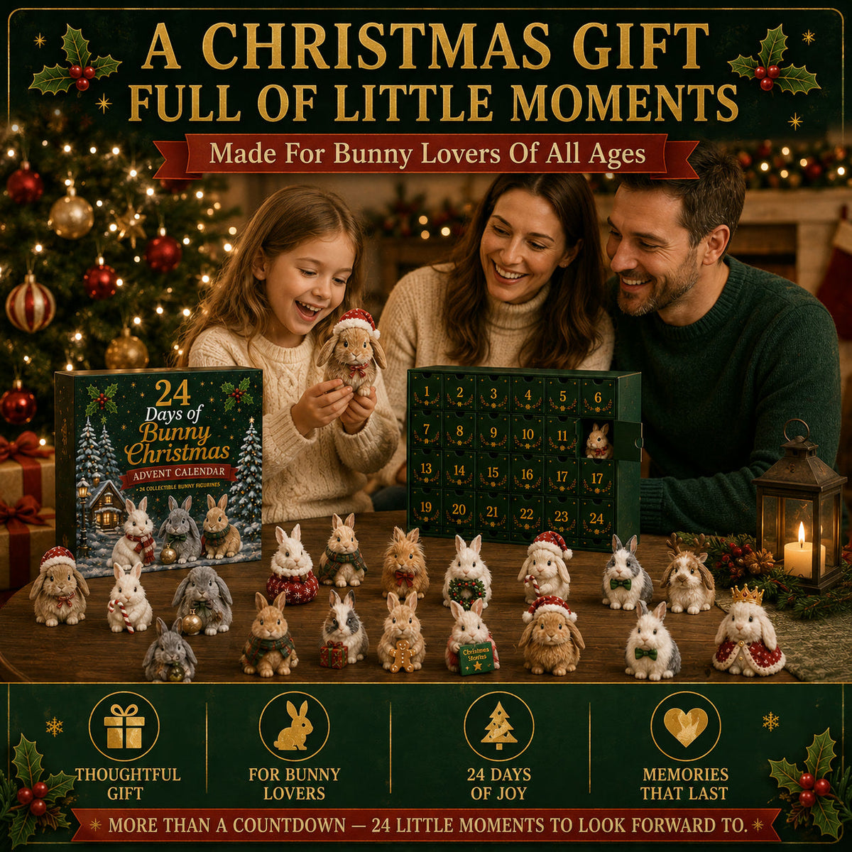 Konijnen Kerst Adventskalender 2026 - 24 Konijnenfiguurtjes