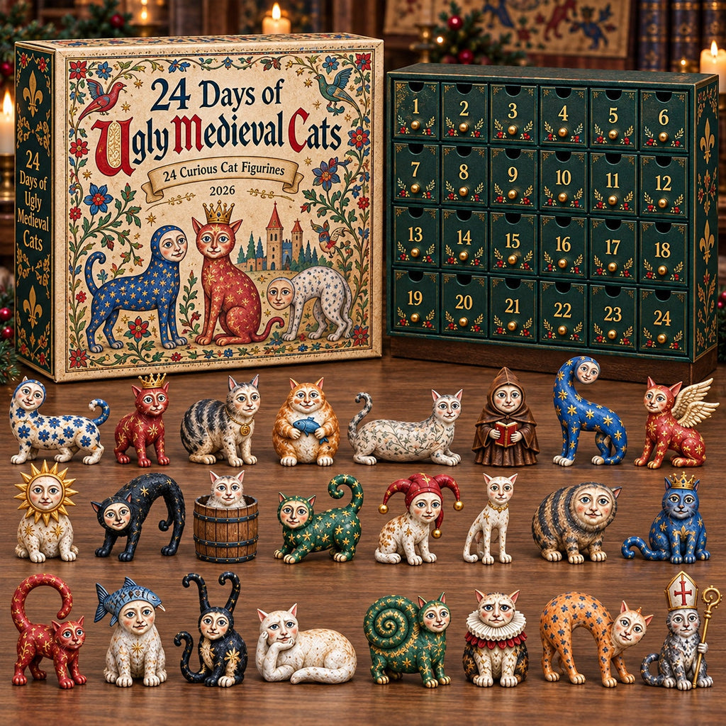 Middeleeuwse Katten Adventskalender 2026 - 24 Wonderlijke Kattenornamenten