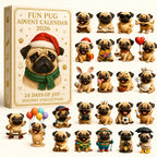 Mopshond Adventskalender 2026 - 24 Mopshondfiguurtjes
