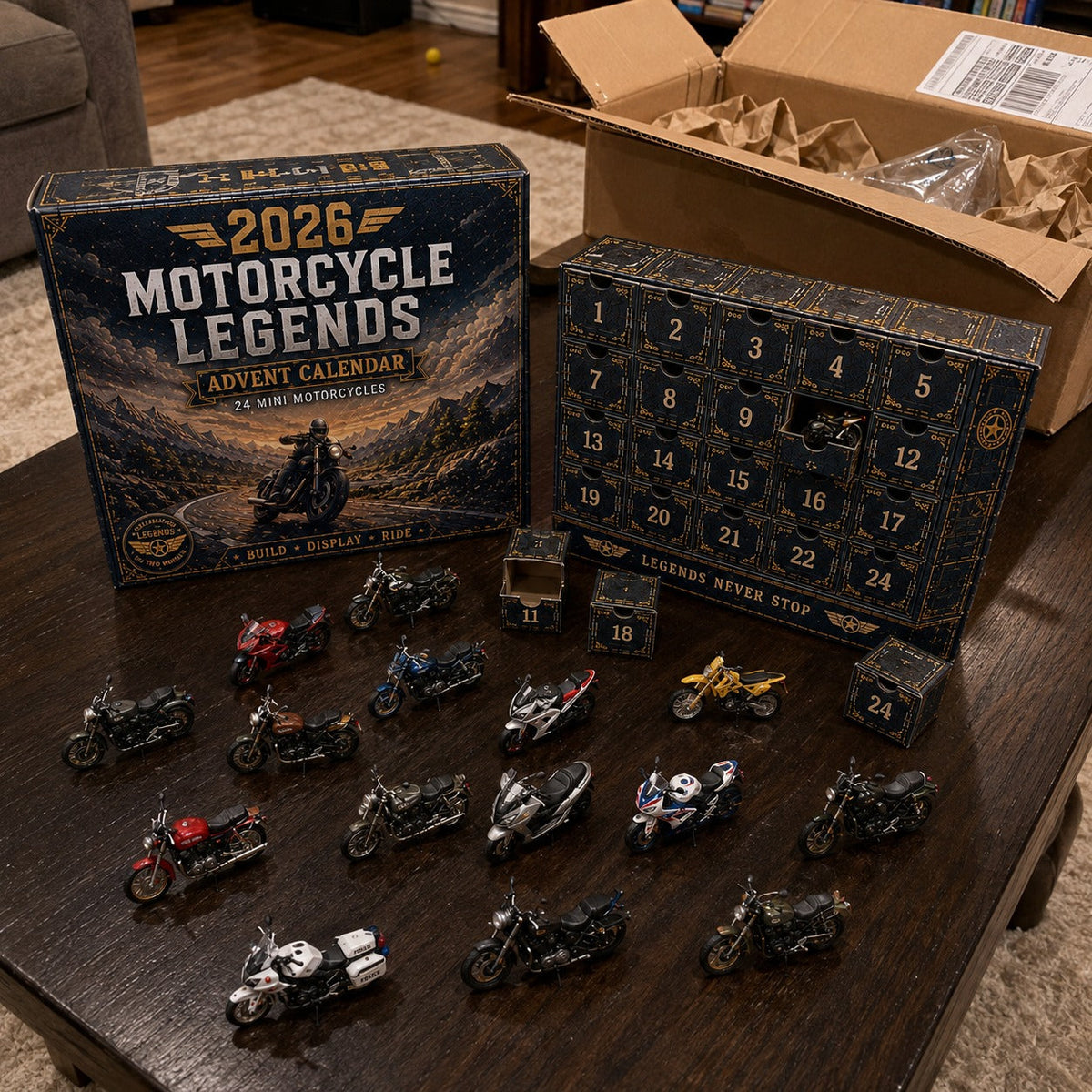 Motorlegendes Adventskalender 2026 - 24 Mini Motoren