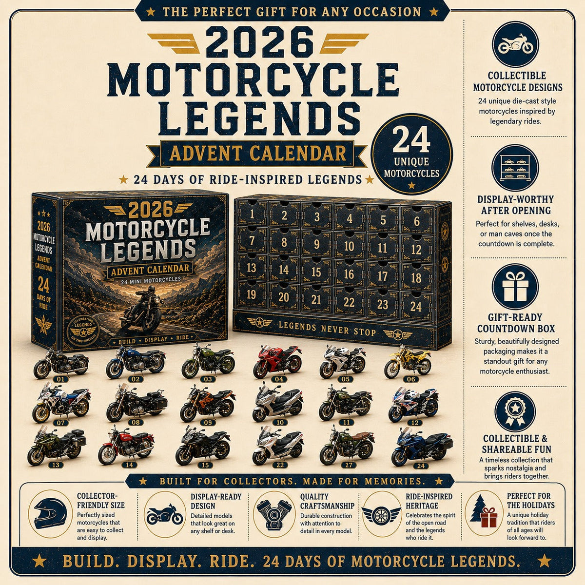 Motorlegendes Adventskalender 2026 - 24 Mini Motoren