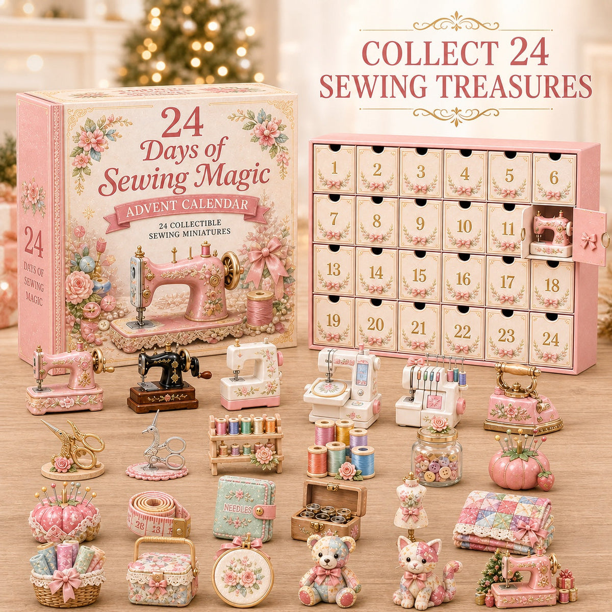 Naai Adventskalender 2026 - 24 Naaiminiaturen voor Quilters en Hobbyisten